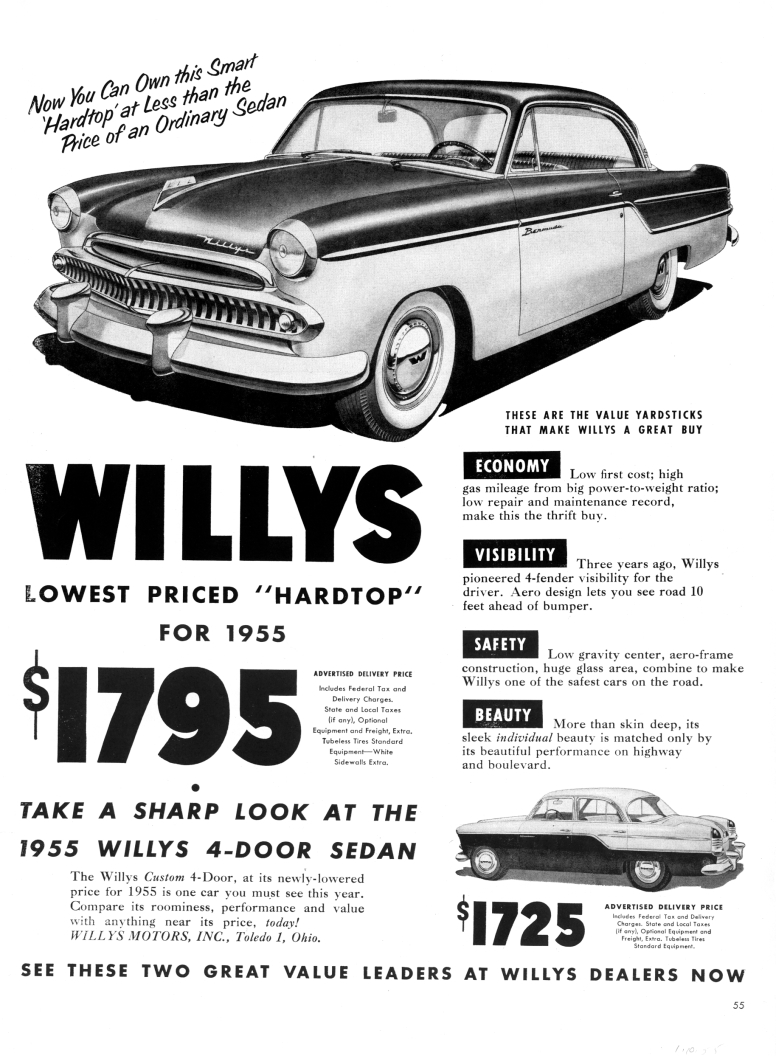 1955 Willys Auto Advertising